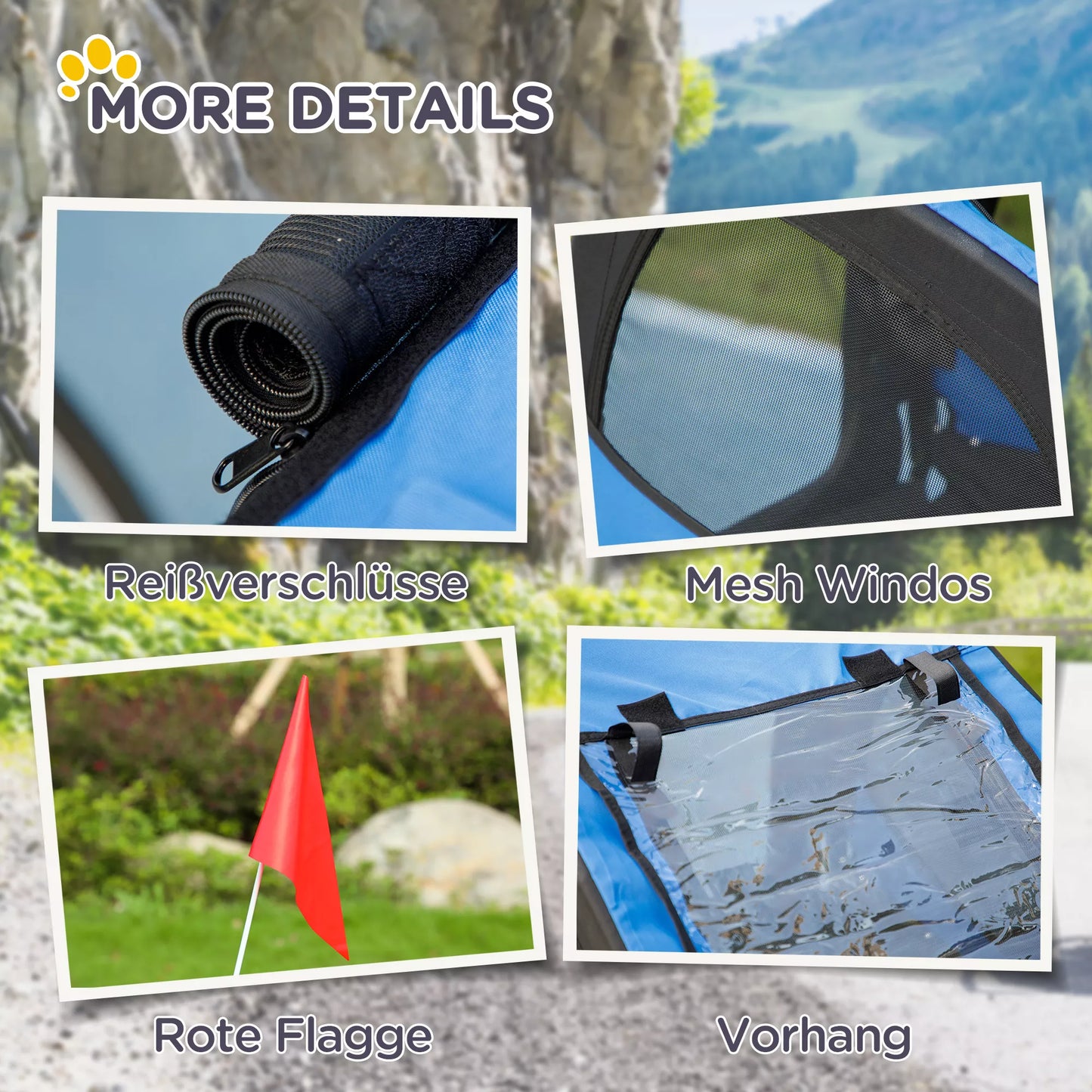 Sulankstoma šunų dviračio priekaba, atspari vandeniui, Oksfordo audinys, Plienas, 140 x 71 x 83 cm, Mėlyna