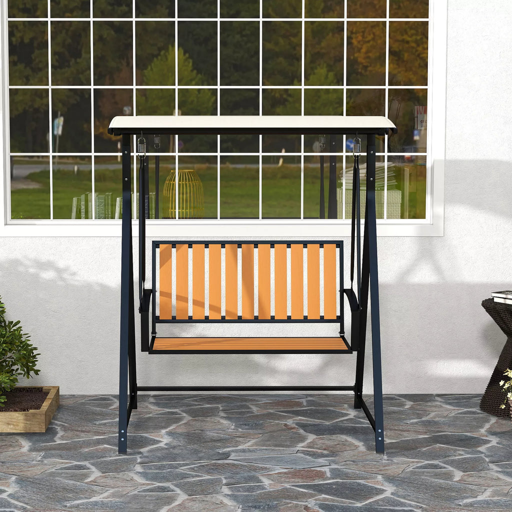 Lauko, sodo  sūpynės su reguliuojamu stogu nuo saulės, 2 vietos sodo sūpynės 142 x 112 x 162 cm, juodos spalvos