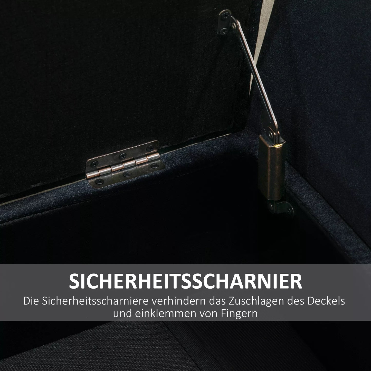 Suoliukas su daiktadėže, porankiais, paminkštintas, su aksomo išvaizda, talpinė skrynios formos suoliukas su medinėmis kojelėmis, tinkamas svetainei, miegamajam, koridoriui, 107 x 42 x 65 cm, juodas