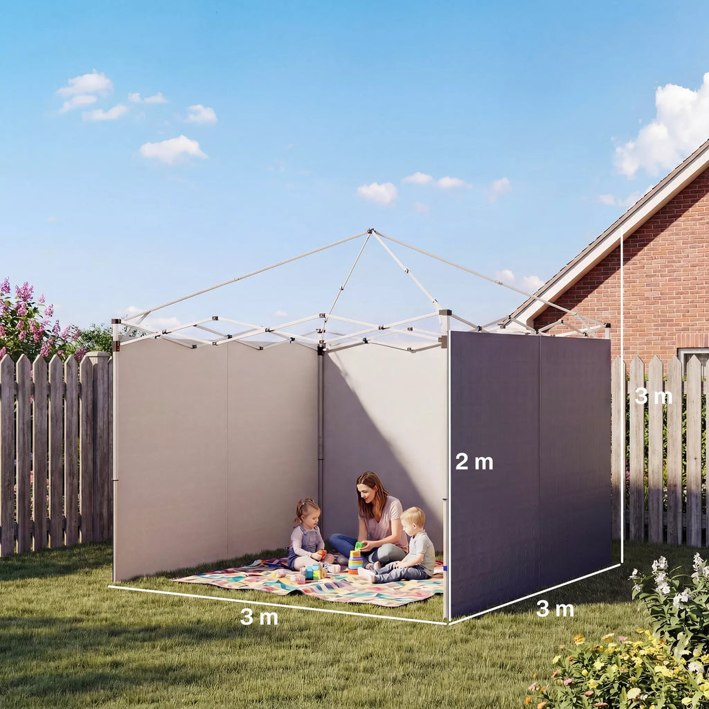 3 dalių rinkinys Šoninės dalys su užtrauktuku 3 x 3 m paviljonui, tamsiai mėlynos spalvos