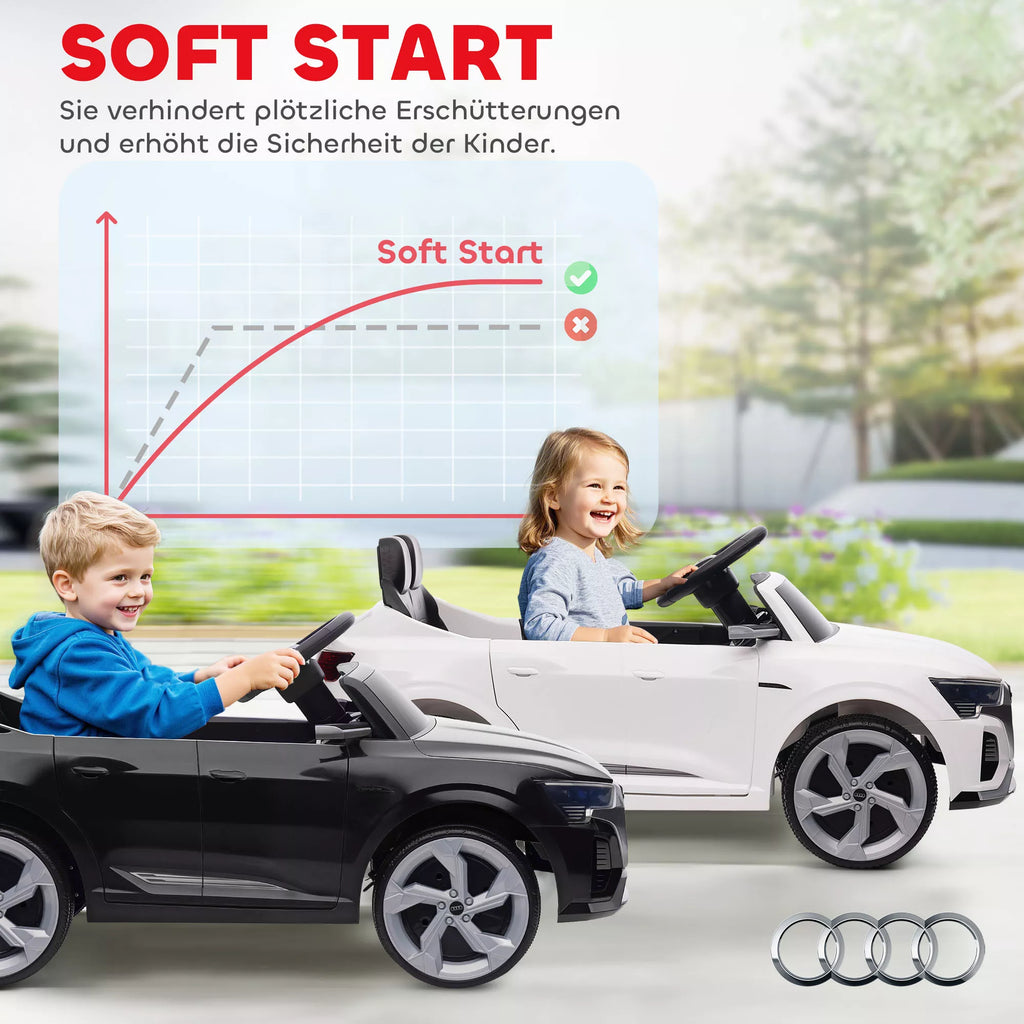 Elektrinis vaikiškas automobilis, 12V Audi Q8, 3-5 km/h, nuotolinio valdymo pultas, priekiniai žibintai, muzika, juodas