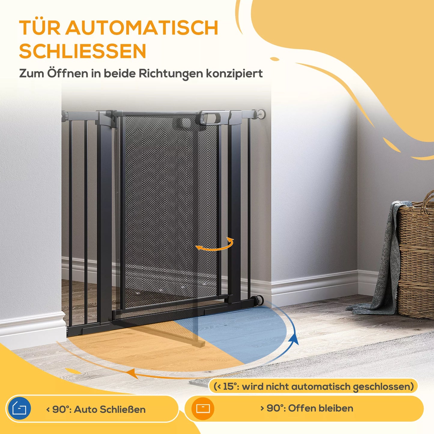 Apsauginiai varteliai laiptams ir naminiams gyvūnams, šunims, reguliuojami nuo 75 cm - 103 cm, juodi