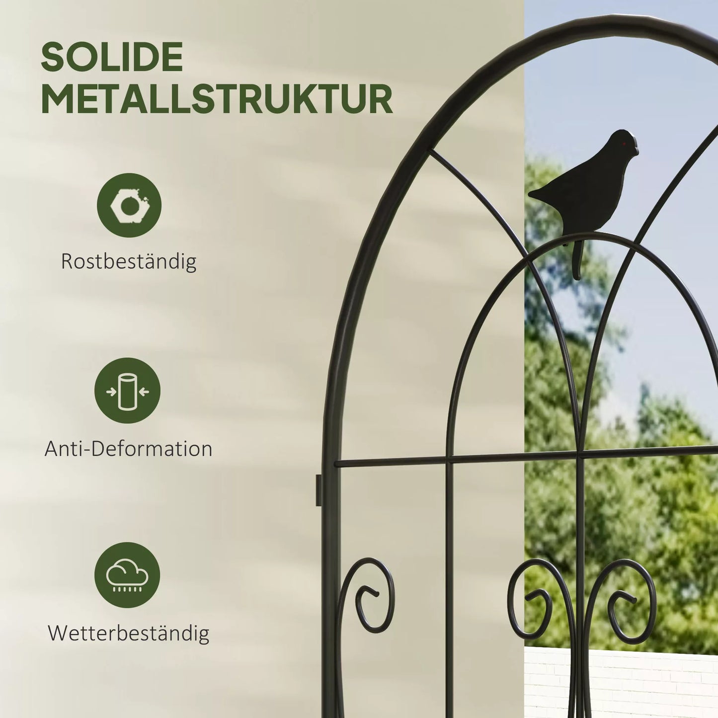 Metalinės 2 vnt. komplekto atramos augalams su paukščių dizainu, kišamos, nerūdijančios, laipiojantiems augalams, 50x120 cm, juodos