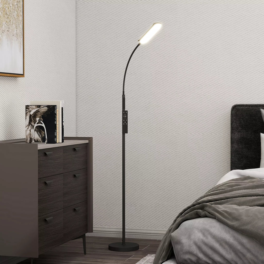 HOMCOM LED grindinis šviestuvas, 5 režimai, atminties funkcija, reguliuojamas ryškumas, plienas, juodas