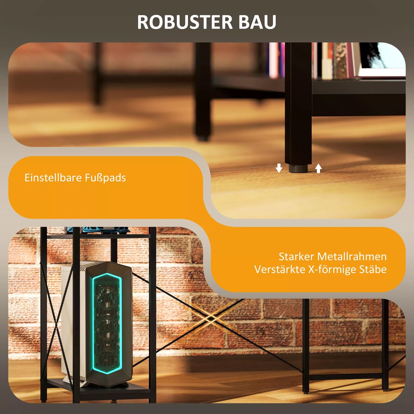 L formos rašomasis stalas su įkrovimo stotele, kampinis kompiuterio stalas su monitoriaus laikikliu ir lentynomis, namų biurui, biurui, juodas