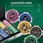 Spalvotų pokerio žetonų su skirtingais nominalais detalė