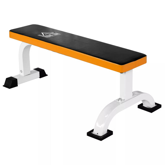 Hantelių suolas, plokščias suolas, fitneso suolas, daugiafunkcinis treniruočių suolas namų jėgos treniruotėms, plienas, juodas, 112x 62 x 43 cm