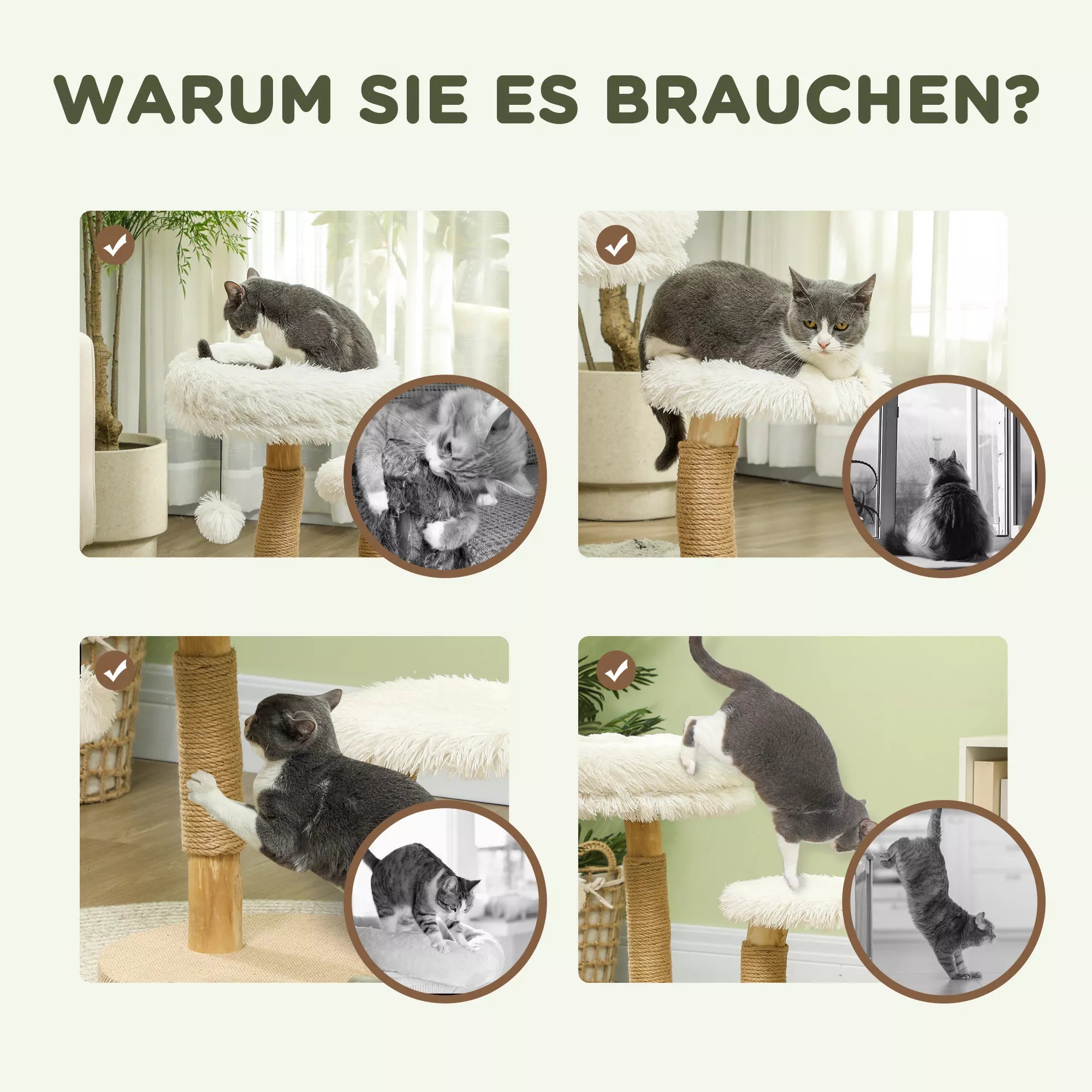 Kačių medis Pet Palace, 61,5 cm, baltas