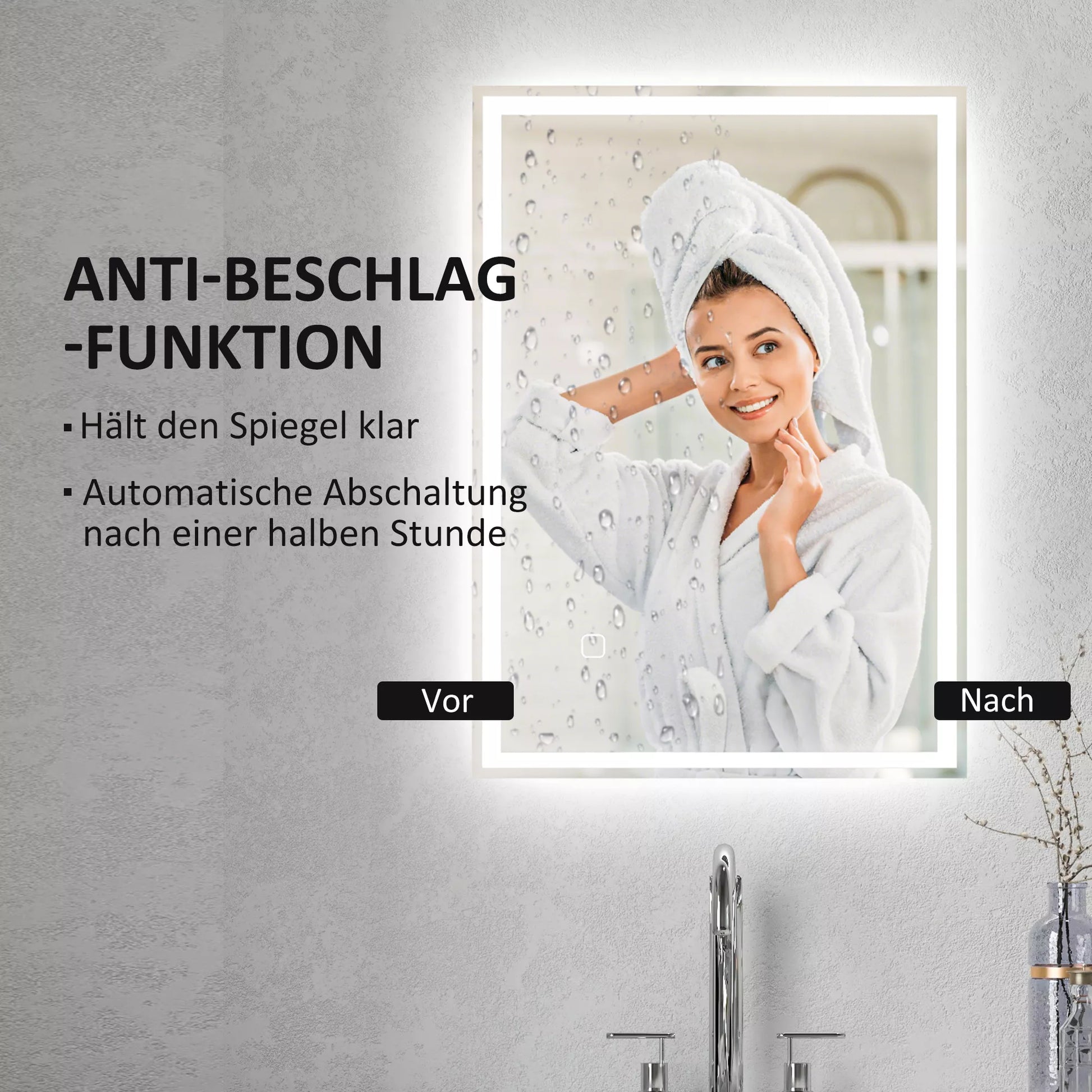 Vonios veidrodžiai Vonios veidrodžiai Sieniniai veidrodžiai LED. Liečiamasis jungiklis, baltas