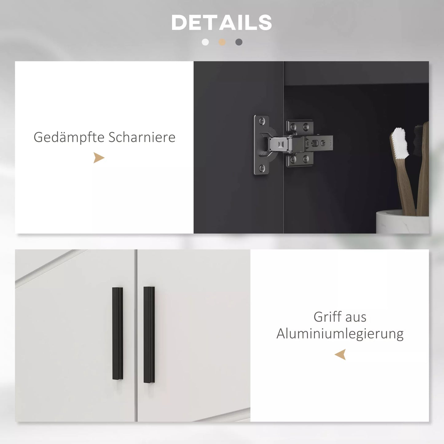 Vonios spintelė, vonios komoda, spintelė po praustuvu, 2 lygiai, medinė, šviesiai pilka