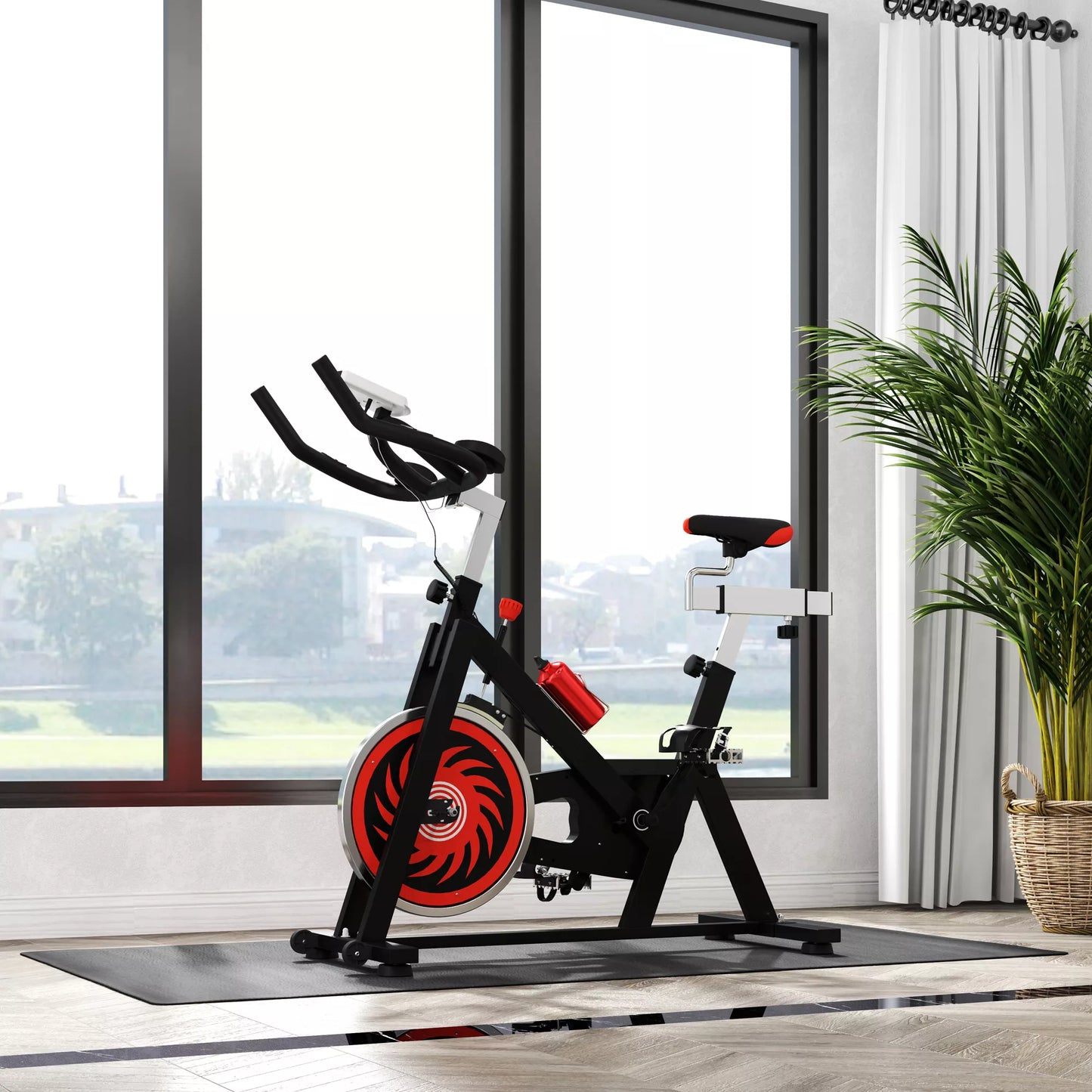 Juodas neslystantis grindų apsauginis kilimėlis treniruokliams, 4 mm storio, 200x100 cm