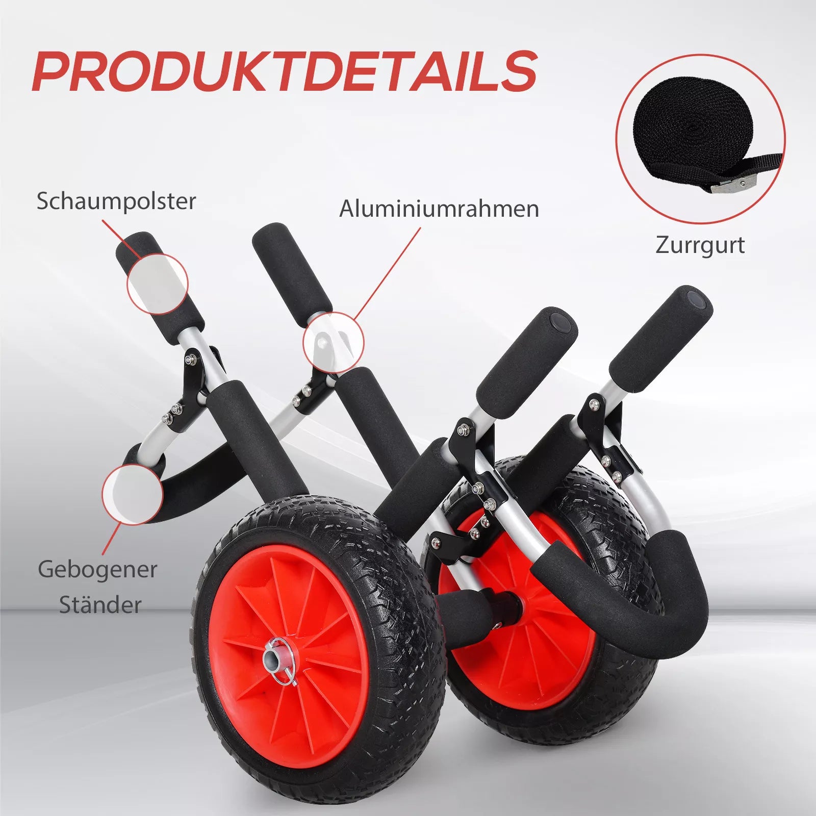 Surfwagen sulankstomas iki 45 kg AluTransportwagen Kajakwagen sulankstomas paminkštintas dirbtinės odos ratai Boatwagen Surfwagen Boatstrailer Trolley for Surfbrett Board Schlauchboot