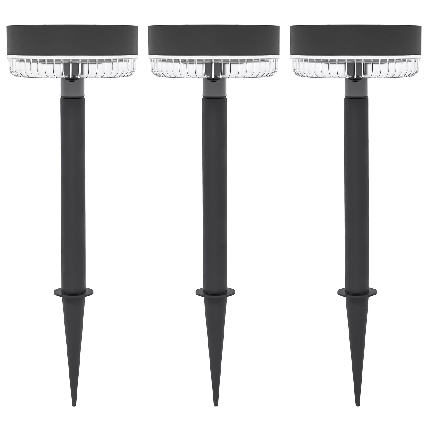 Saulės lauko šviestuvai, atsparūs vandeniui, šiltos baltos spalvos LED, 10-12 val. veikimo laikas, juodi