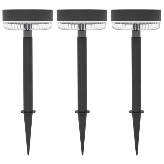 Saulės lauko šviestuvai, atsparūs vandeniui, šiltos baltos spalvos LED, 10-12 val. veikimo laikas, juodi