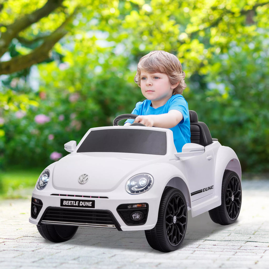 Vaikiškas elektromobilis Volkswagen VW Beetle 3-5 metų vaikams, baltas