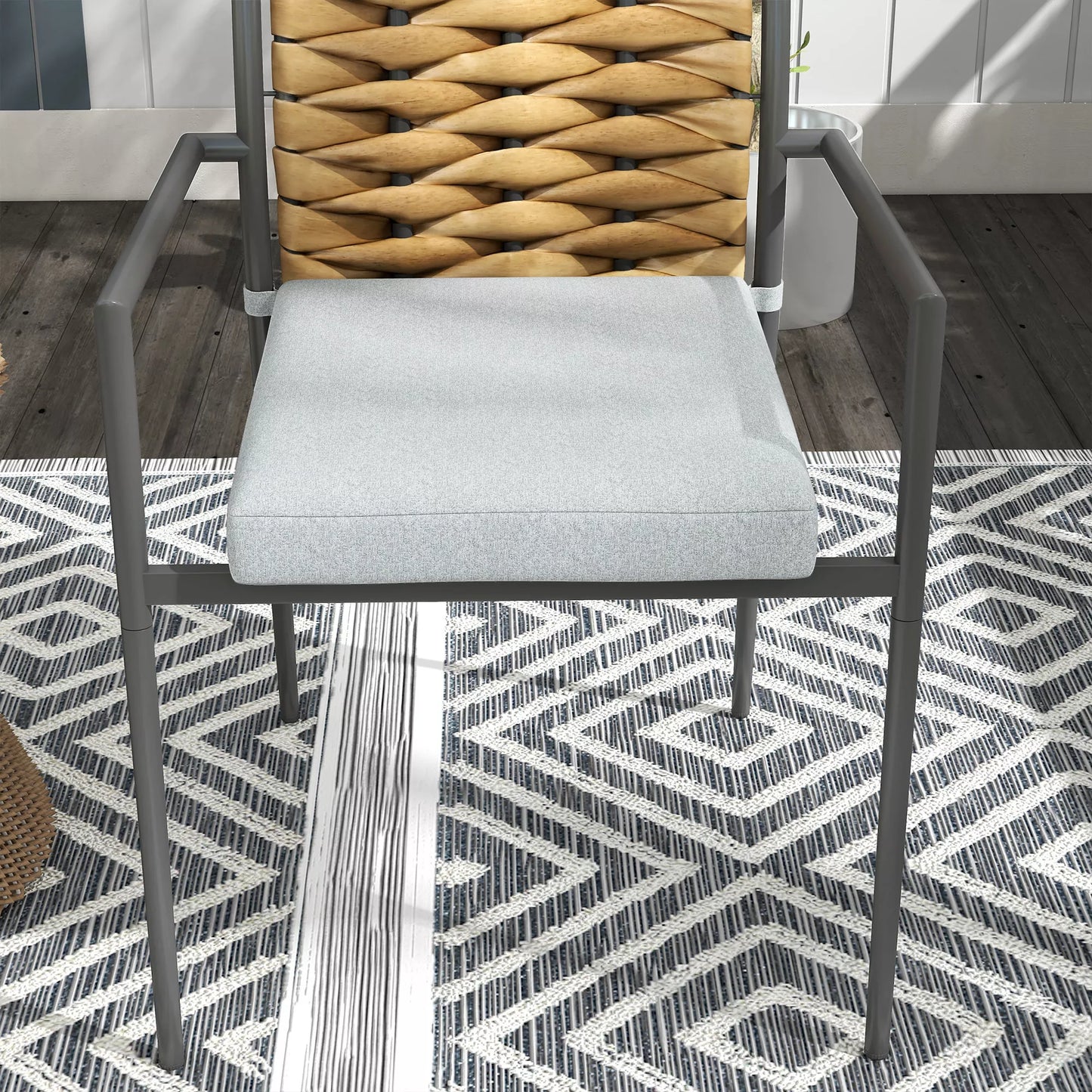 Lauko kėdės, terasinės kėdės, atsparios oro sąlygoms, modernaus dizaino, 57 x 58 x 87 cm, pilkos