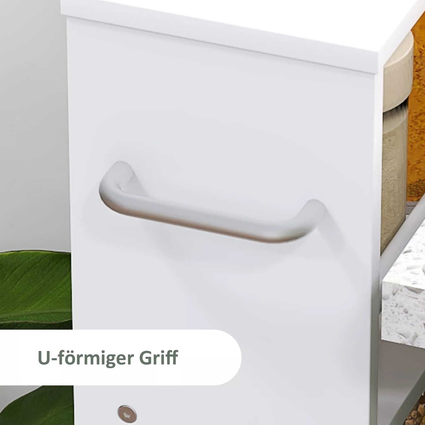 Daugiafunkcinė lentynos su ratukais, siaura konstrukcija, 4 skyriai, 45x15x91 cm, balta