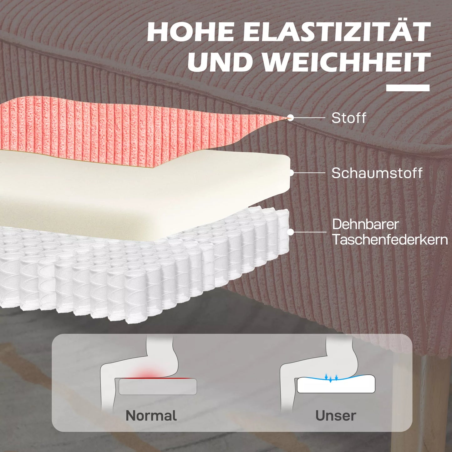 Dviem žmonėms skirta sofa, elegantiško skandinaviško dizaino, masyvus medinis rėmas, atlaiko iki 150 kg, 117 x 56,5 x 77 cm, rožinė