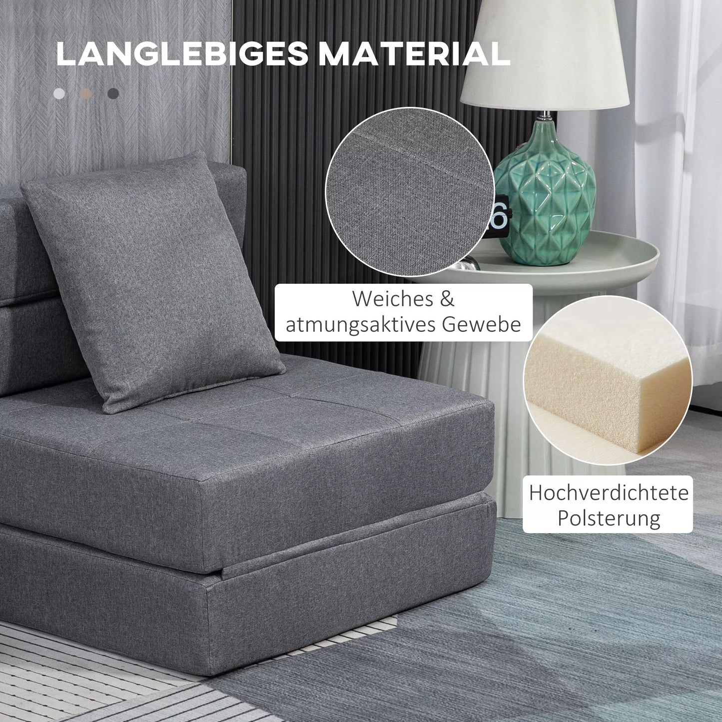 Miegamoji sofa-fotelis, poilsio fotelis, svečių lova. Nuimamas užvalkalas, 70 cm x 70 cm x 61 cm, tamsiai pilka