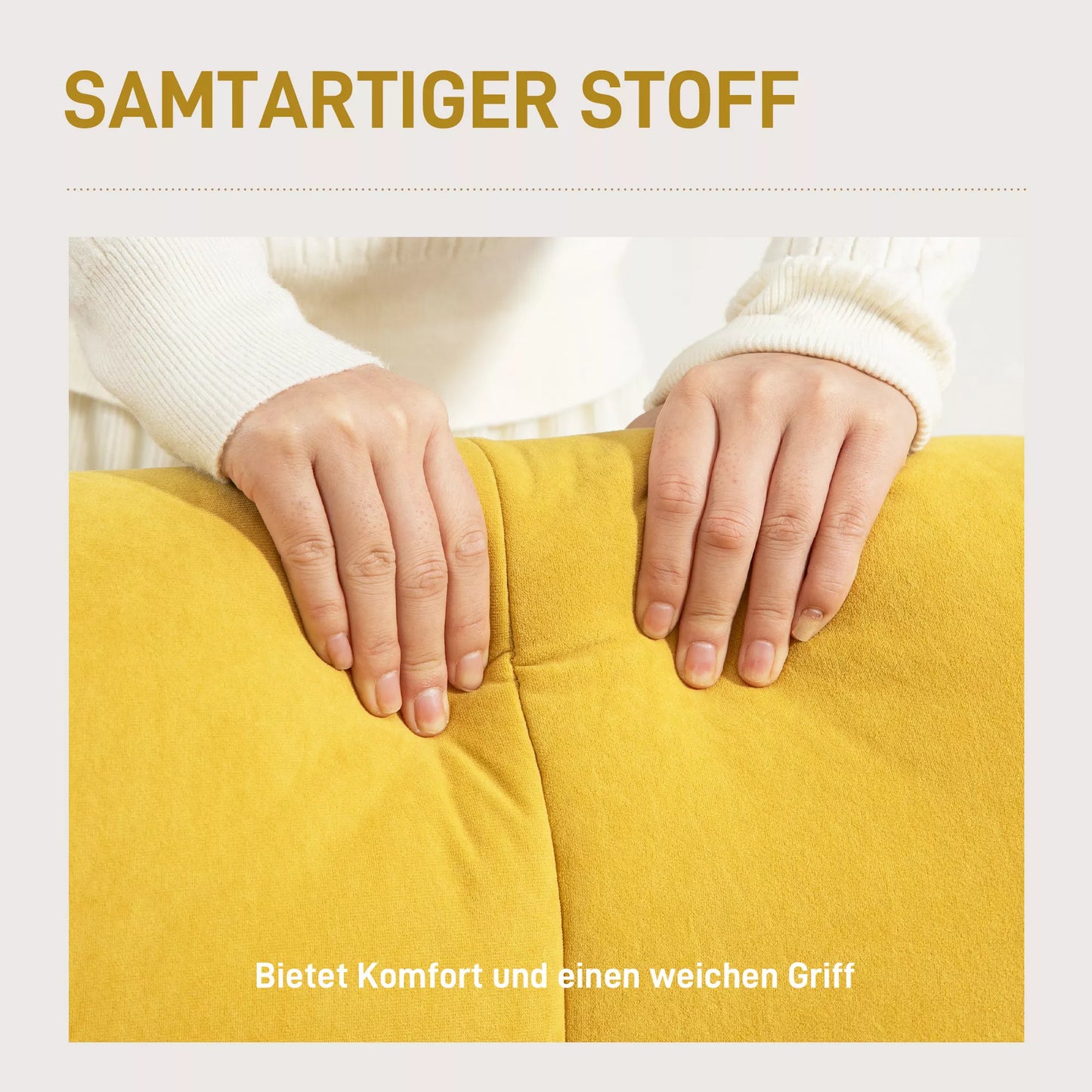 Minkštas fotelis svetainei su dygsniavimu, minkštas aksominės išvaizdos apmušalas, iki 120 kg, geltonas