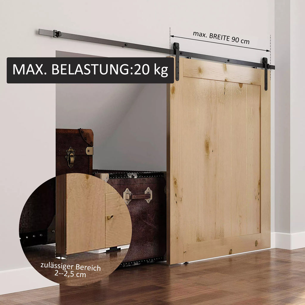 Stumdomų durų furnitūros rinkinys 180 cm Komplektas su bėgiais, ritinėliais, apsauga nuo šuolio Anglies plienas