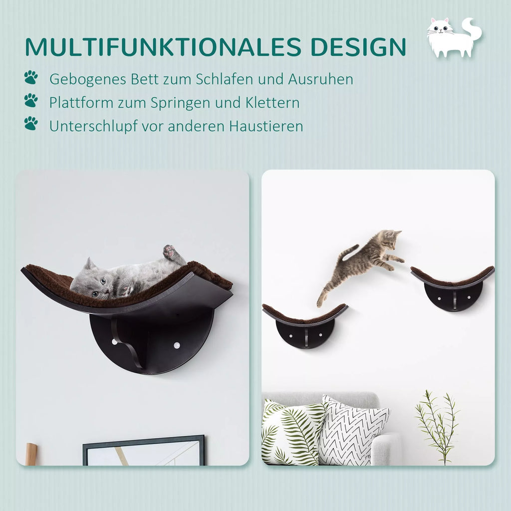 Katės gultas Katės sieninis gultas Katės lovelė Katės lentynos Sieninis montavimas Pliušinis užklotas Ruda 41 x 28 x 21 cm