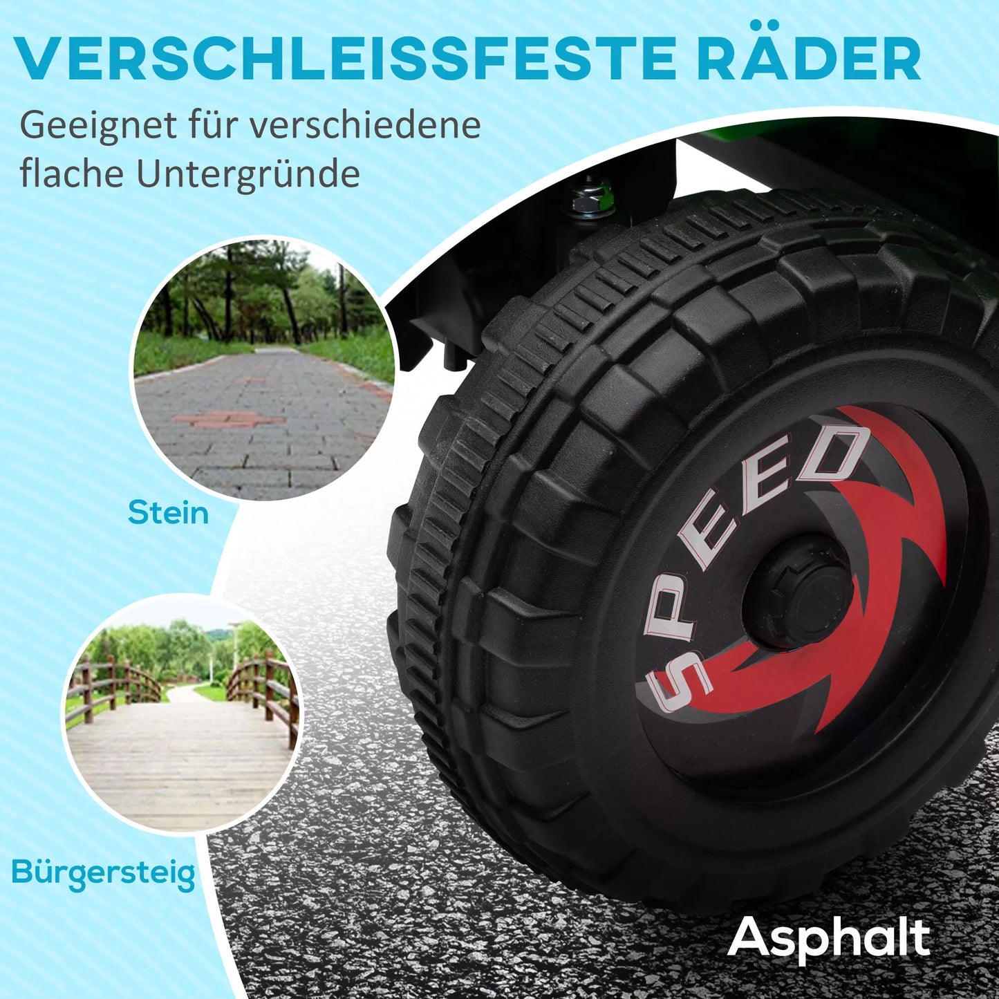 Vaikiškas keturratis, įkraunamas, 2,5 km/h, su priekaba, 50 min. važiavimo laiko, vaikams nuo 1,5 iki 3 metų, žalias