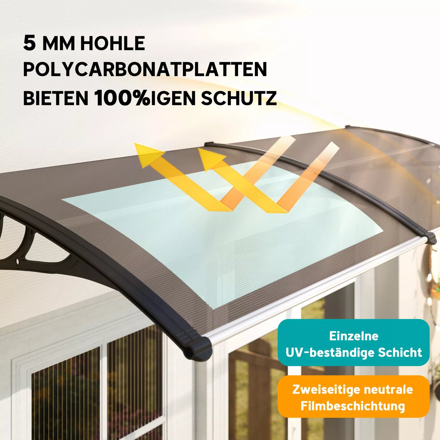 Outsunny Apsauginis stogelis. 75 x 195 x 23 cm, atsparus UV spinduliams, atsparus vandeniui, ruda