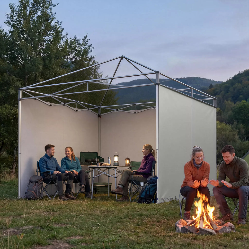 3 dalių rinkinys Šoninės dalys su užtrauktuku 3 x 3 m paviljonui, šviesiai pilkos spalvos