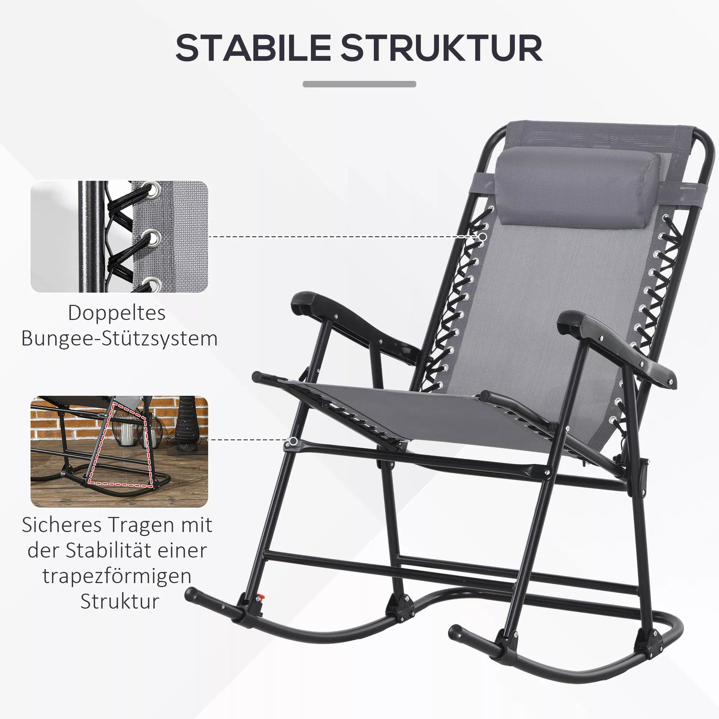 Lauko supynės, atsparios atmosferos poveikiui, sulankstomos, su pagalvėle, iki 120 kg, šviesiai pilkos spalvos