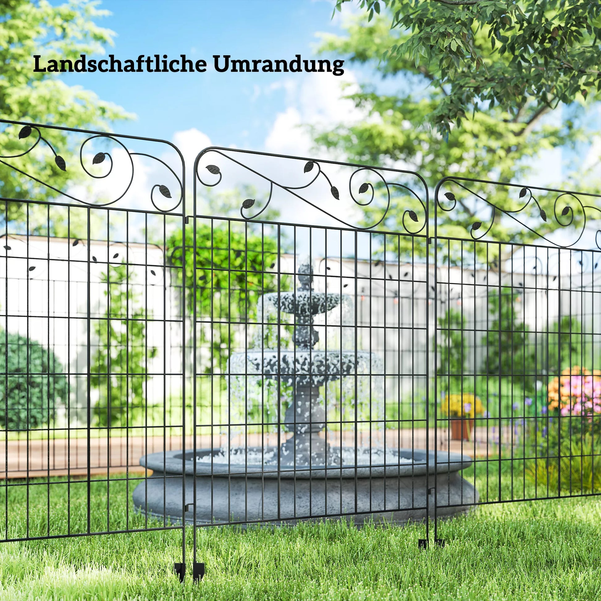 Sodo tvora Tinklinė tvora, vintage dizainas, atspari atmosferos poveikiui, 3,52 x 1,1 m, juoda