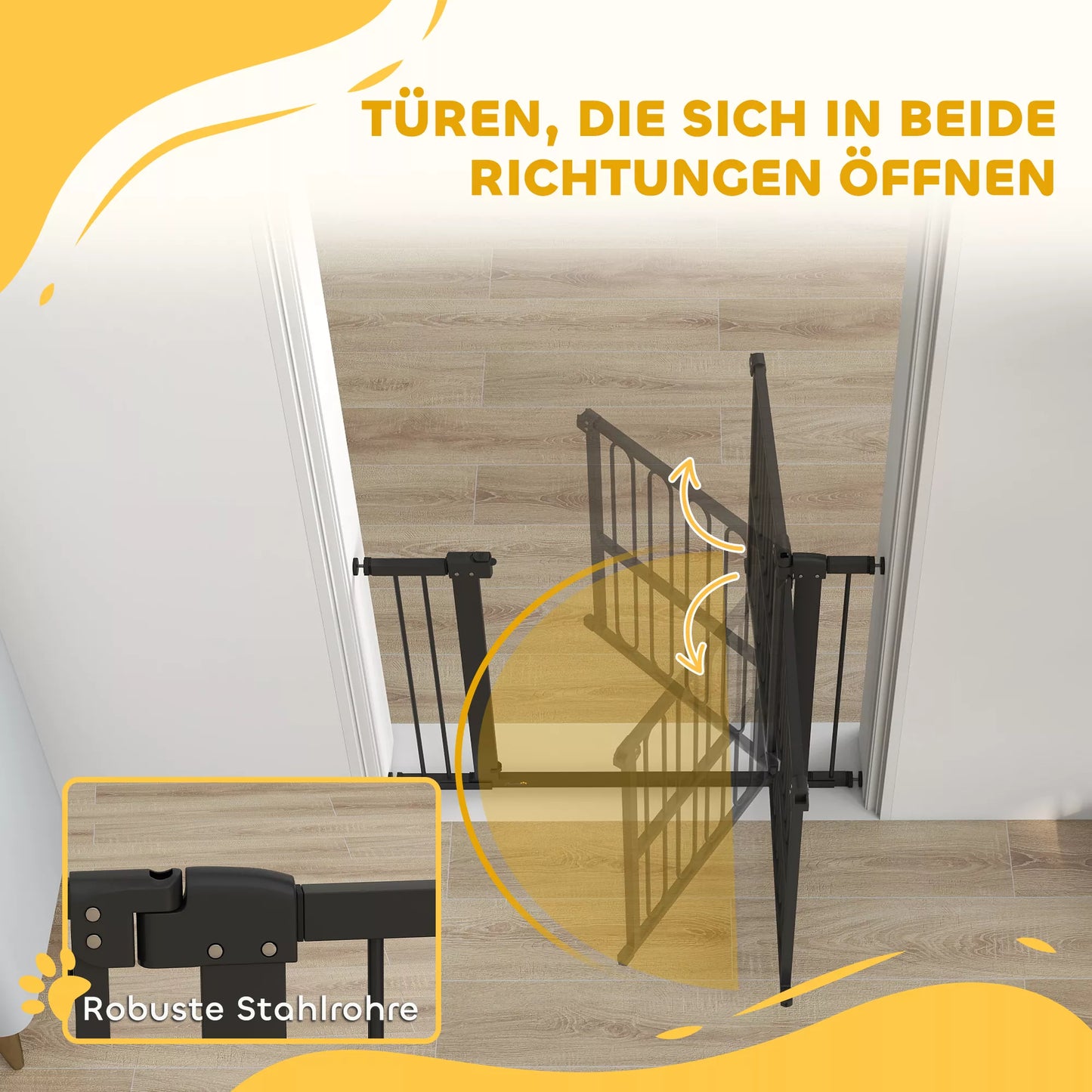 Durų apsauginė grotelė šunims, 76–104 cm, be gręžimo, laiptų grotelė