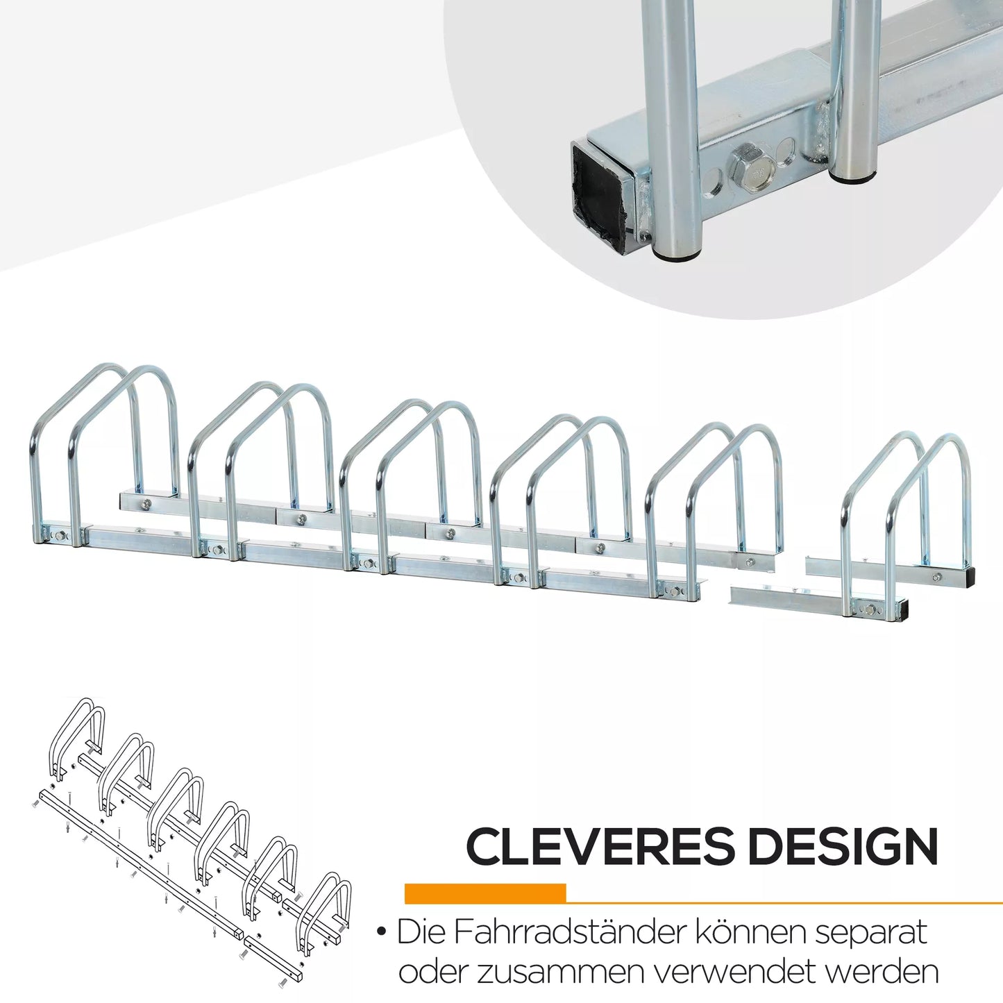 Dviračių stovas 6 dviračiams, atsparus atmosferos poveikiui, montuojamas prie sienos arba ant grindų, plieninis, 179 x 33 x 27 cm