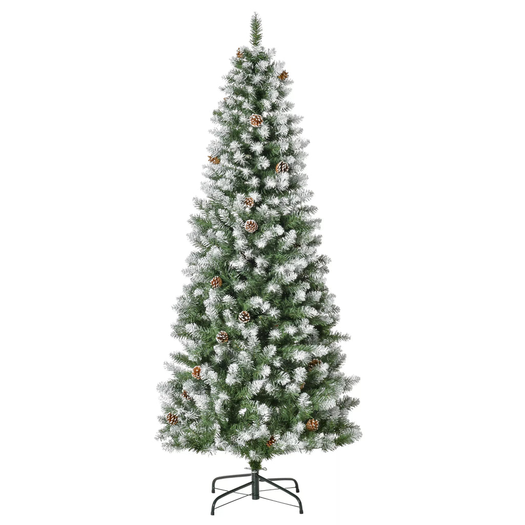 Dirbtinė Kalėdų eglė, 630 šakų, 37 kankorėžiai, sniego padengtos viršūnės, atspari ugniai, 180 cm