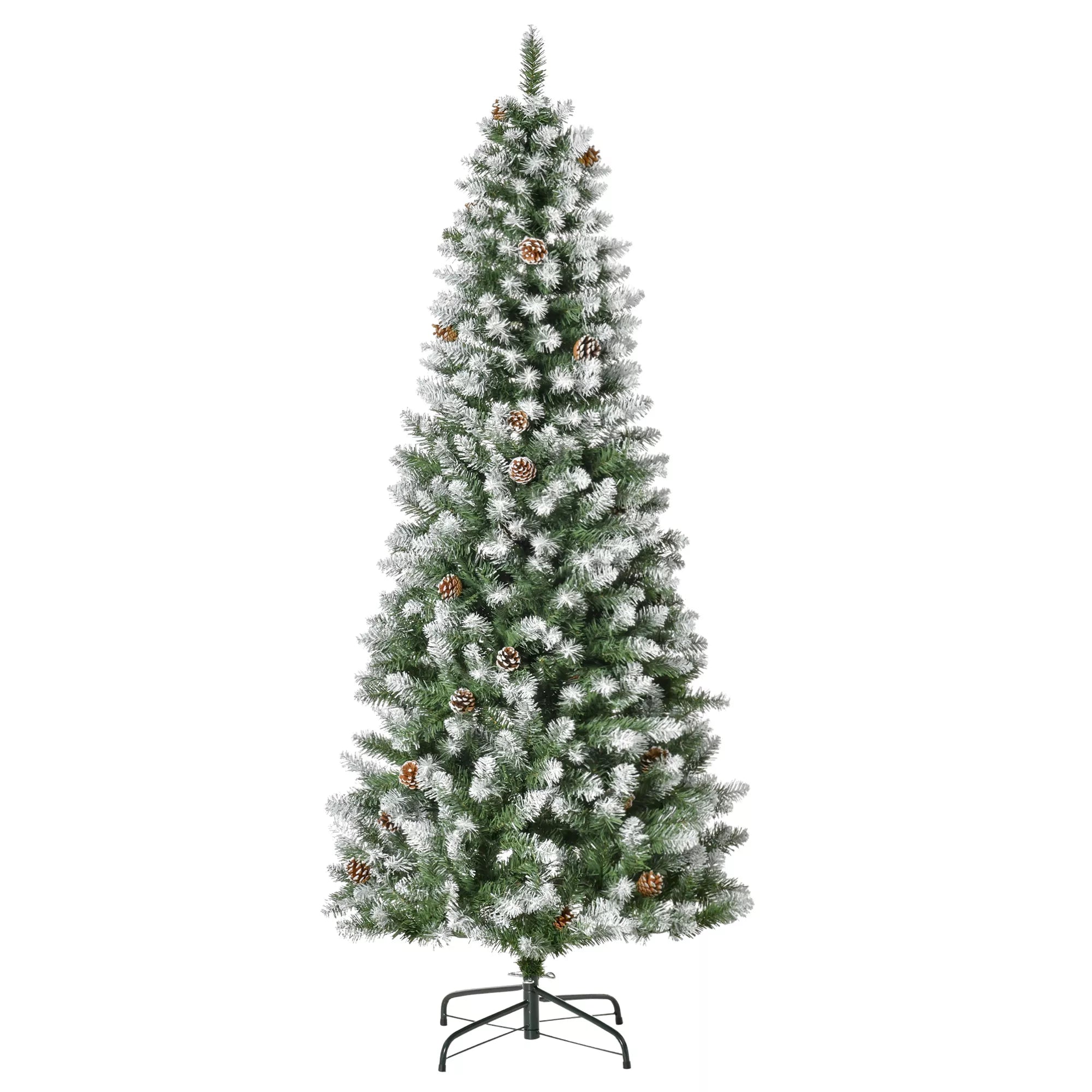 Dirbtinė Kalėdų eglė, 630 šakų, 37 kankorėžiai, sniego padengtos viršūnės, atspari ugniai, 180 cm