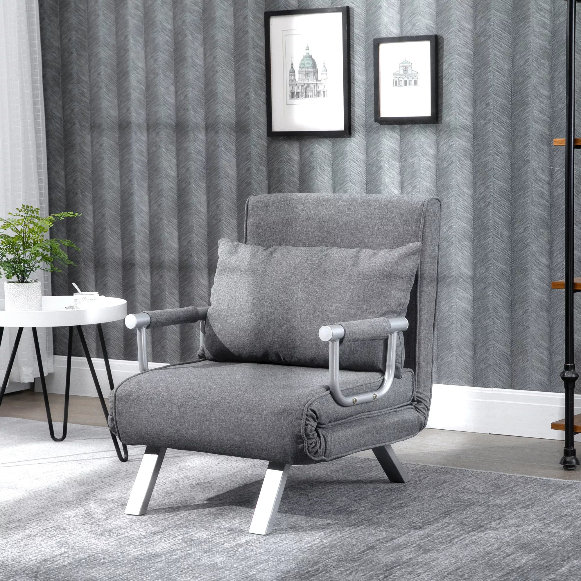 Sofa-lova su reguliojamu atlošu, 185,5 cm, pilka