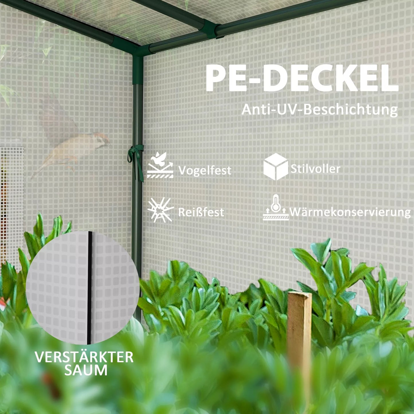 Mini šiltnamis, prigludantis šiltnamis su ritininiu durų ir tinkliniais langais, atsparus UV spinduliams, skirtas gėlėms, daigams, augalams, baltas