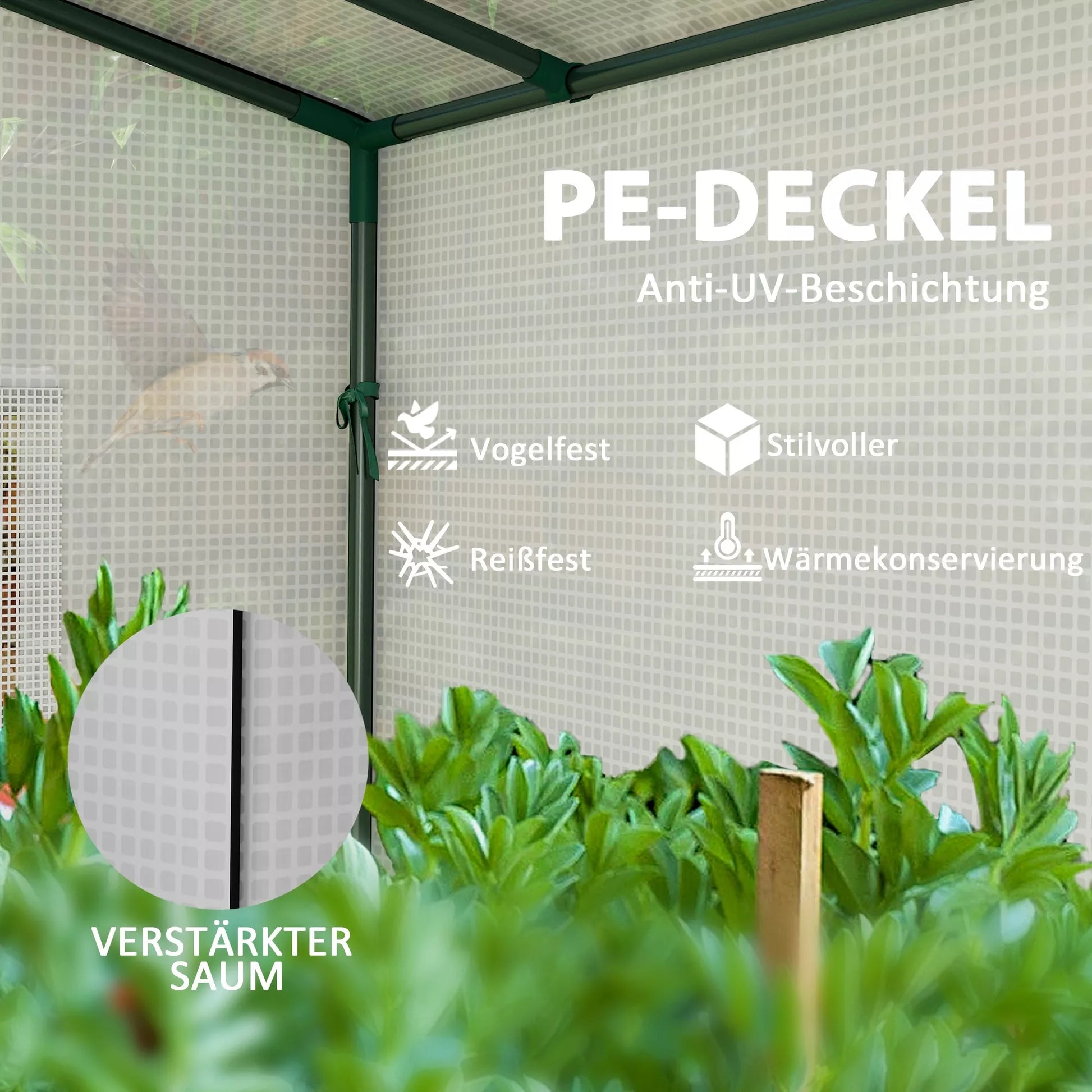 Mini šiltnamis, prigludantis šiltnamis su ritininiu durų ir tinkliniais langais, atsparus UV spinduliams, skirtas gėlėms, daigams, augalams, baltas