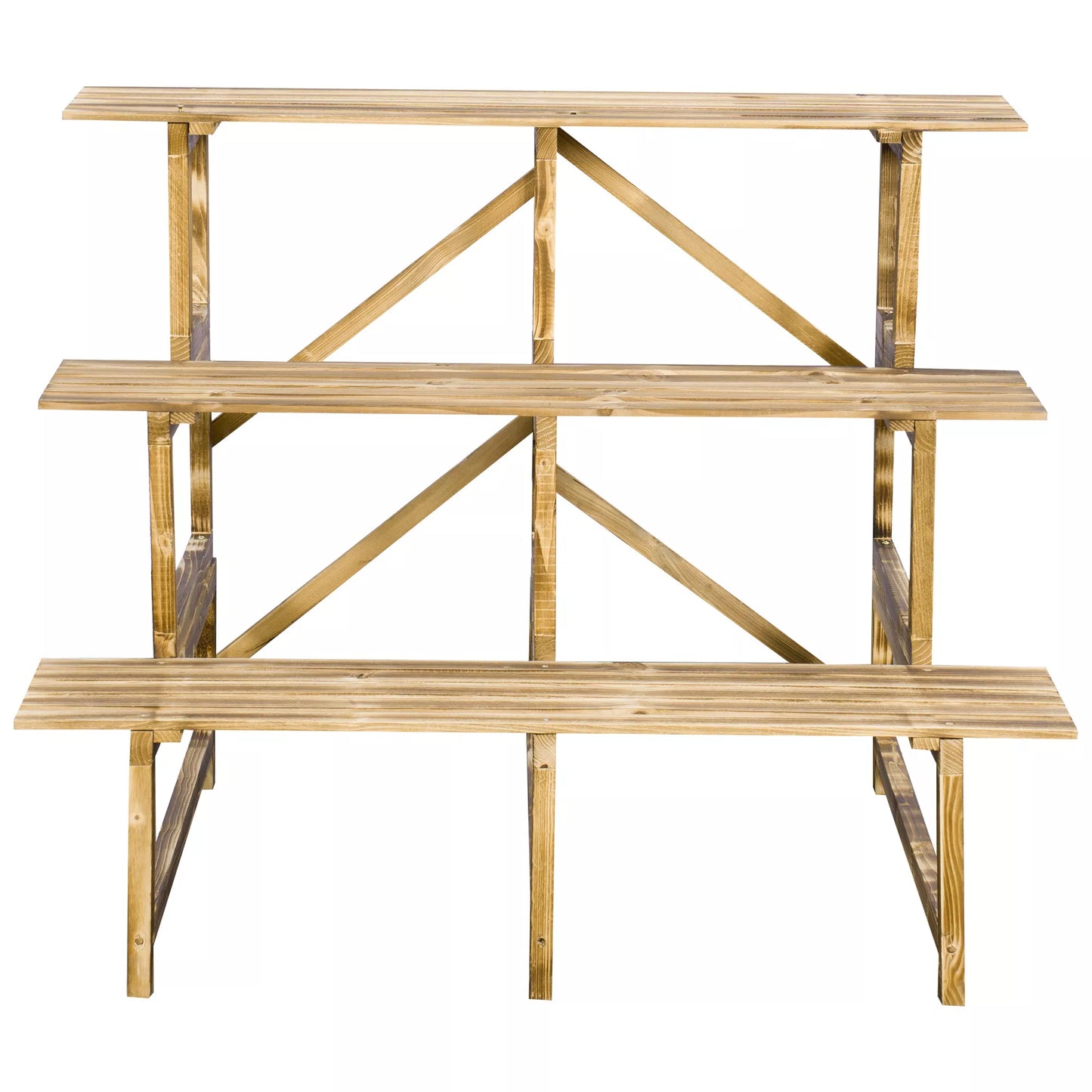 Pakopinis augalų/gėlių stovas, 3 pakopos, eglės mediena, 100 x 80 x 78cm