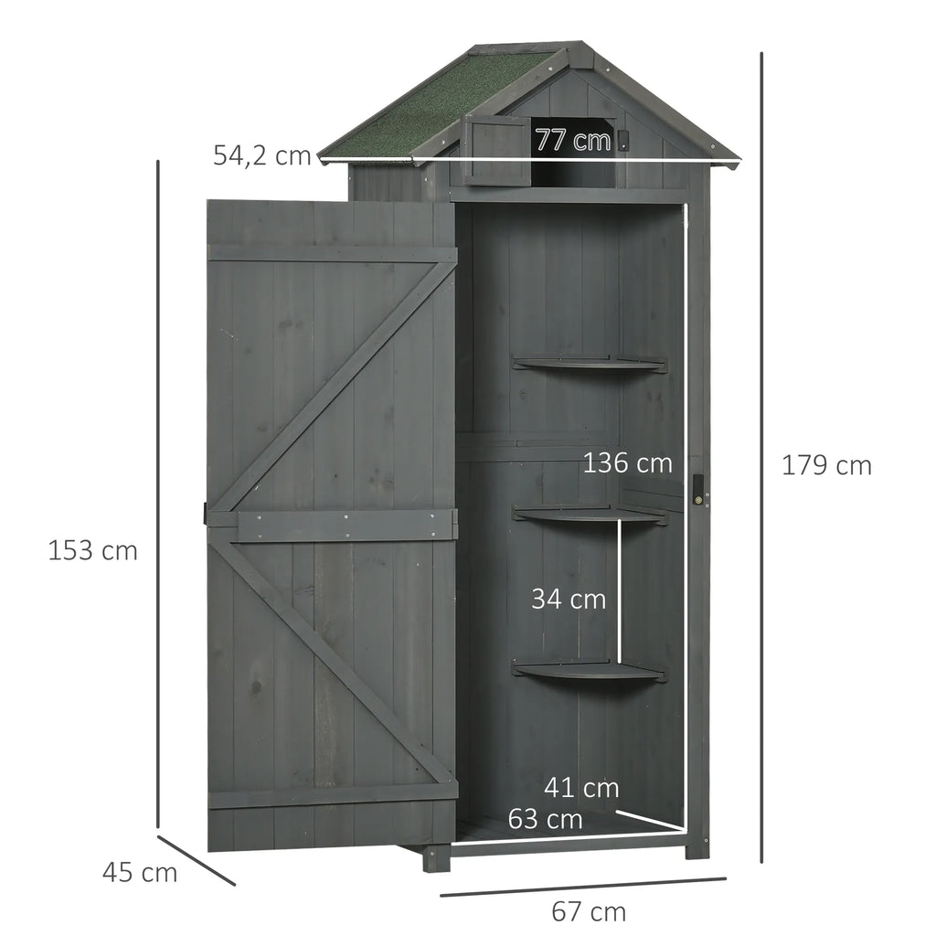 Sodo spintelė su lentynomis 77x54,2x179 cm, pilka ir žalia