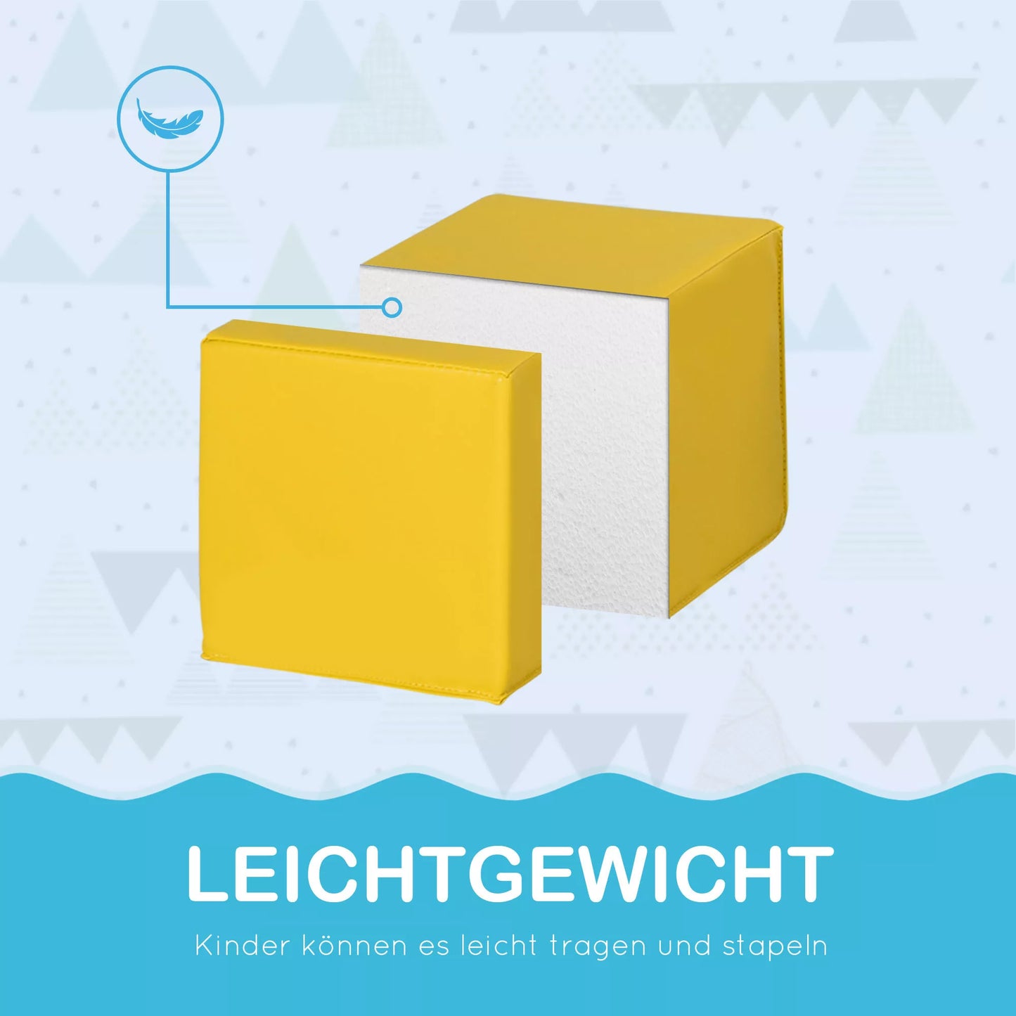 12 vnt. Putplasčio kaladėlės vaikams, minkštos didelės kaladėlės, statybiniai žaislai 1–3 metų vaikams, raudona+geltona