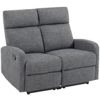 Dviejų vietų sofa su reguliuojamais atlošais ir kojų atrama, pilka