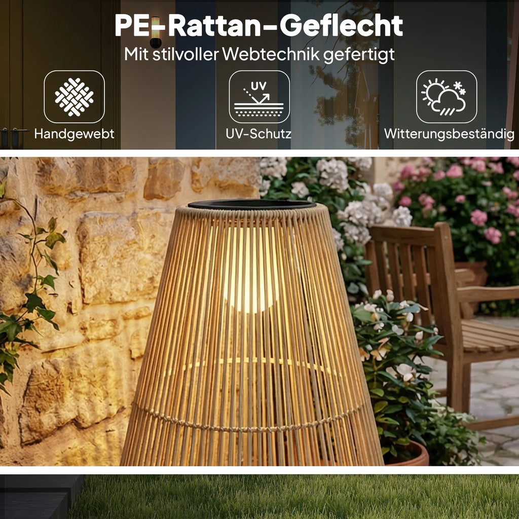 Saulės stovas Rattan saulės lempos su šviesos jutikliu LED saulės lempa boho stiliaus IP44 atspari vandeniui