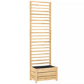 Aukštas gėlių vazonas su grotelėmis Medinis pakeltas gėlių vazonas su grotelėmis Drenažo anga Neaustinė medžiaga 60 x 39 x 200 cm Natūralus medis