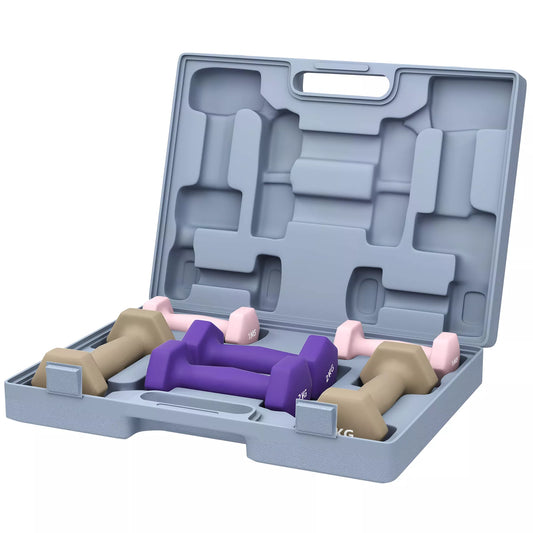 Hantelių rinkinys, 6 vnt. komplektas su svoriais, plieninis hantelių rinkinys, 1kg, 2kg, 3kg