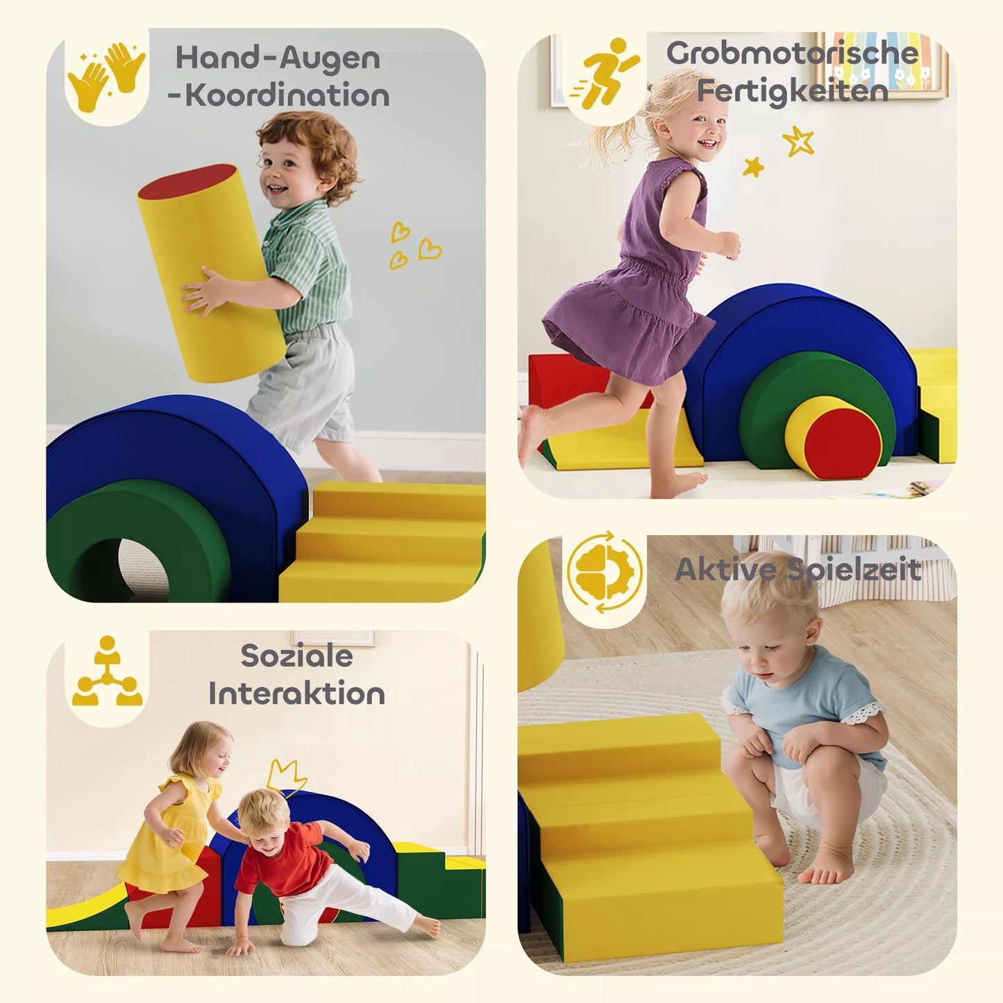 5 dalių minkštų blokelių rinkinys kūdikiams ir mažyliams, putplastis, dirbtinė oda, 5 kūrybingos formos, "Indoor" rinkinys laipiojimui, ropojimui, žaidimams, spalvotas