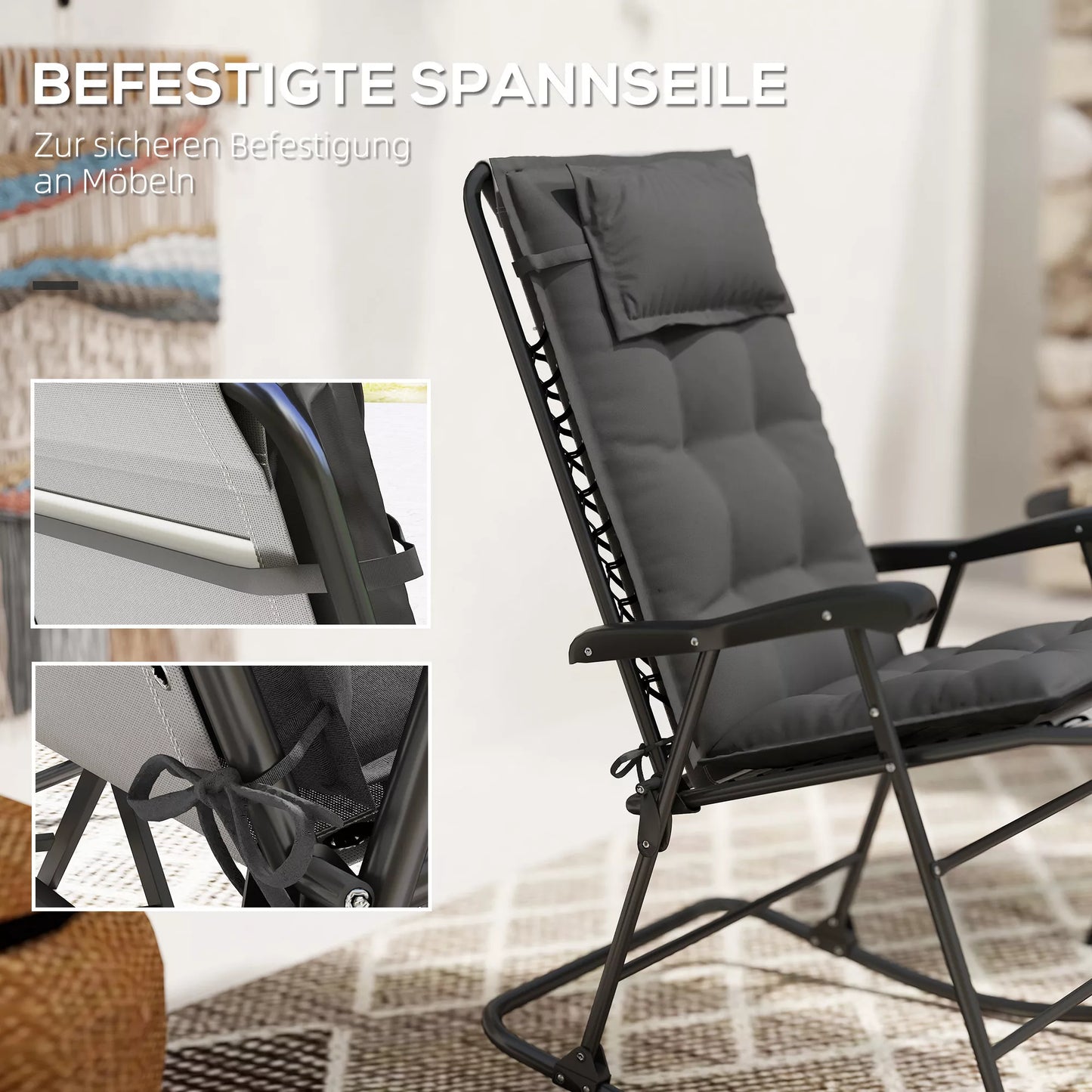 2 vnt. komplektas čiužinys/pagalvėlė lauko gultui, atsparus vandeniui, gulto čiužinys sodo gultui, paminkštinta pagalvėlė 50x116x5 cm, tamsiai pilka