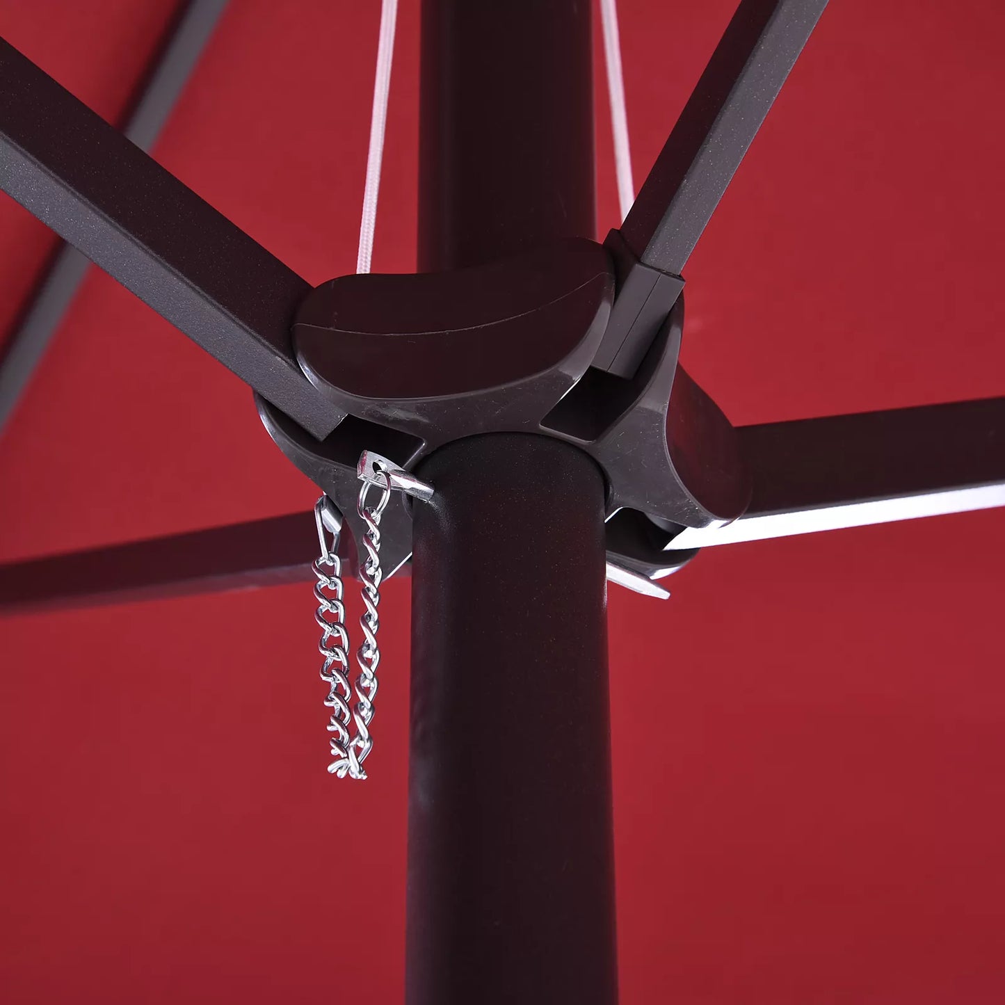 Dvipusis skėtis 455 x 270 cm, sodo skėtis su rankiniu mechanizmu, ovalus, stabilus metalinis stiebas, skėtis terasai, apsauga nuo saulės paplūdimiui, balkonui, terasai, sodui, vyno raudonumo