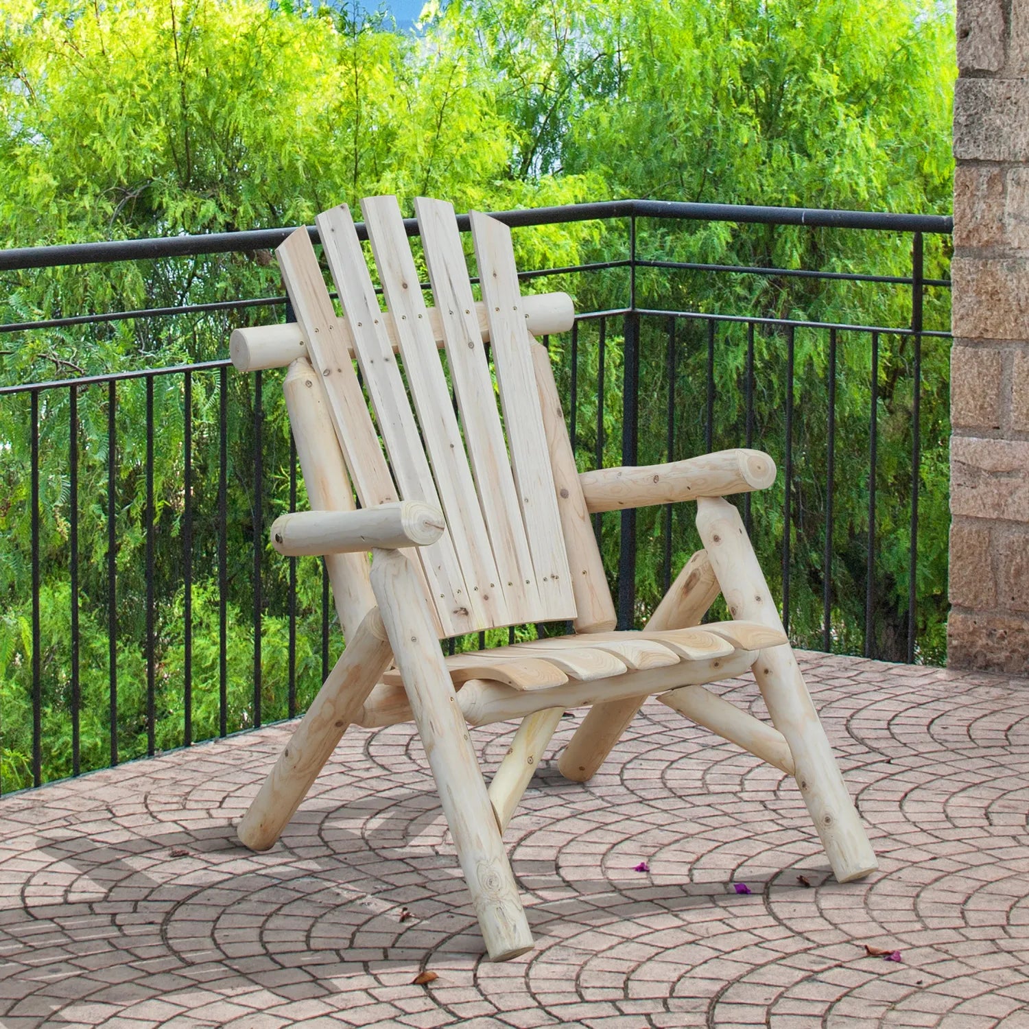 Adirondack sodo kėdė Sodo fotelis Medinė kėdė su aukštu atlošu ir porankiais Eglės mediena Natūralus 83 x 68 x 101 cm