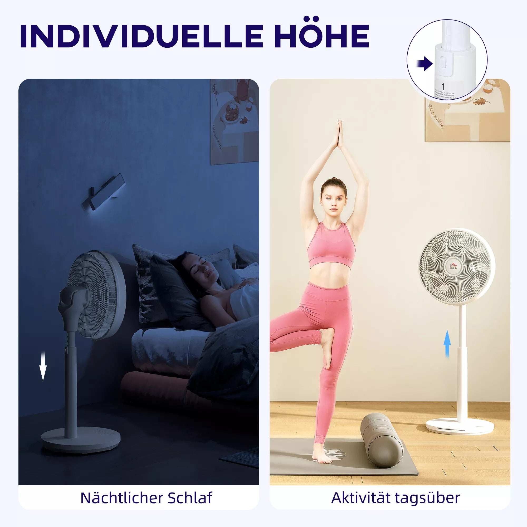 Ventiliatorius, oro kondicionierius, 3 režimai, LED indikatorius, pasukamas, plastikinis, baltas